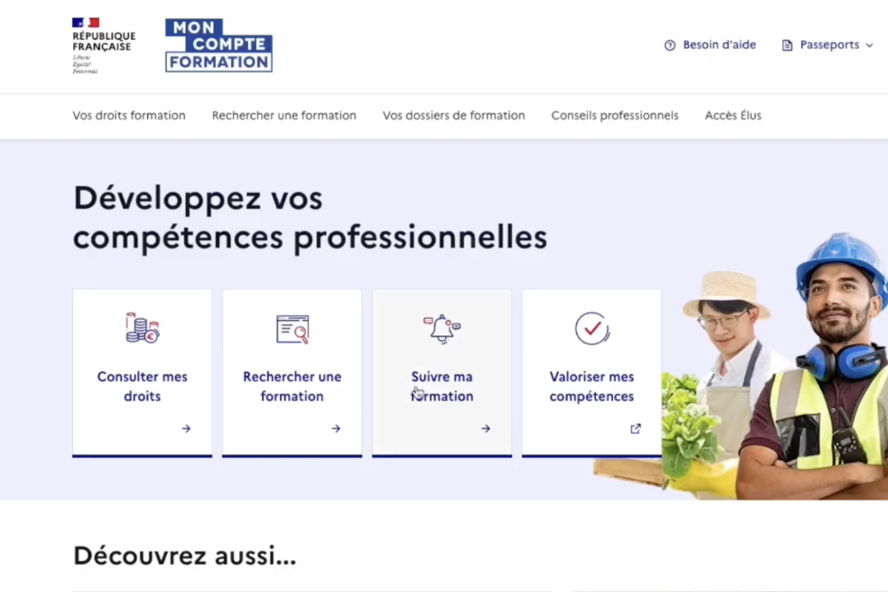 Écran Suivre ma formation