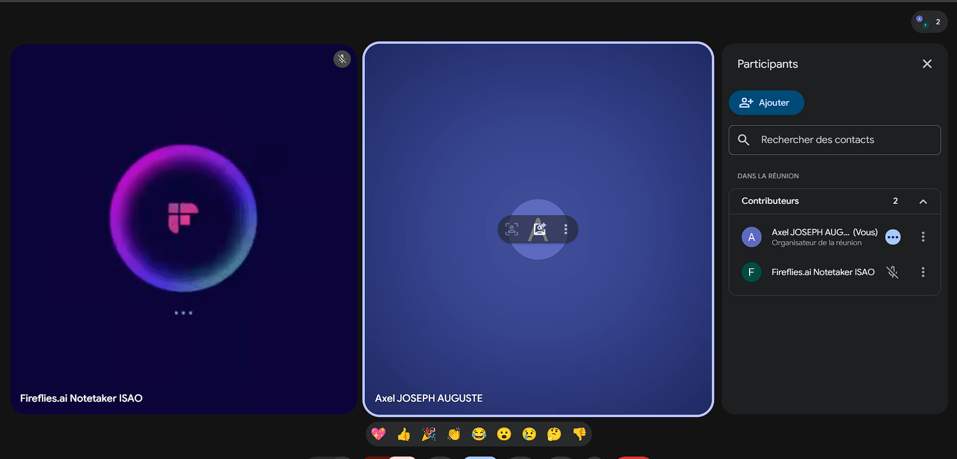 Fireflies.ai Notetaker ISAO actif dans le meeting